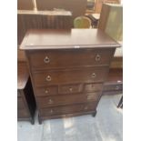 A STAG CHEST OF THREE SHORT AND FOUR LONG DRAWERS, 32" WIDE