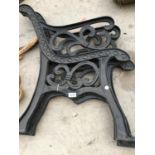 A PAIR OF VINTAGE CAST IRON BENCH ENDS