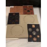THREE ROYAL MINT SEVEN COIN CUPRO NICKEL PROOF SETS IN PRESENTATION BOXES 1974 AND TWO 1976