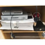 VARIOUS ITEMS TO INCLUDE AN INFRA RED LAMP, SKY BOXES ETC