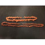 TWO CORAL NECKLACES