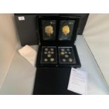 TWO BOXED EIGHT COIN SETS OF SILVER PROOF DECIMAL COINAGE IN PRESENTATION BOX WITH CERTIFICATES