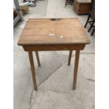 A VINTAGE BEECH SCHOOL DESK