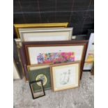 EIGHT VARIOUS PICTURES AND PRINTS - INCLUDING ORIGINAL MIXED MEDIA BY PATTI HARRILD AND PHILIP