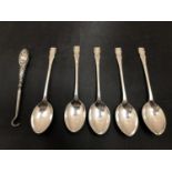 SILVER SPOONS AND A SILVER HOOK