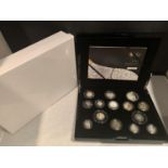 A ROYAL MINT 2011 UNITED KINGDOM FOURTEEN COIN SILVER PROOF SET WITH PRESENTATION BOX AND