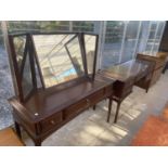 A STAG DRESSING TABLE WITH TRIPLE MIRROR, 47" WIDE