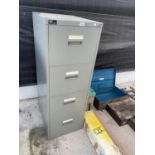 A HARVEY ANTI-TILT FOUR DRAWER METAL FILING CABINET WITH KEY