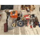 A QUANTITY OF TOOLS TO INCLUDE FILES, SPANNERS, SCREWS, NAILS ETC.