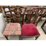 A MAHOGANY DINING CHAIR AND A LADDERBACK KITCHEN CHAIR