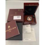 A 2018 GOLD PROOF SOVEREIGN IN WOODEN PRESENTATION BOX WITH CERTIFICATE