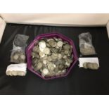 A LARGE COLLECTION OF PRE 1918 SILVER COINAGE, TOTAL SILVER WEIGHT APPROX 99 TROY OUNCES