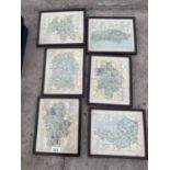 SIX VINTAGE FRAMED MAPS OF ENGLISH COUNTIES