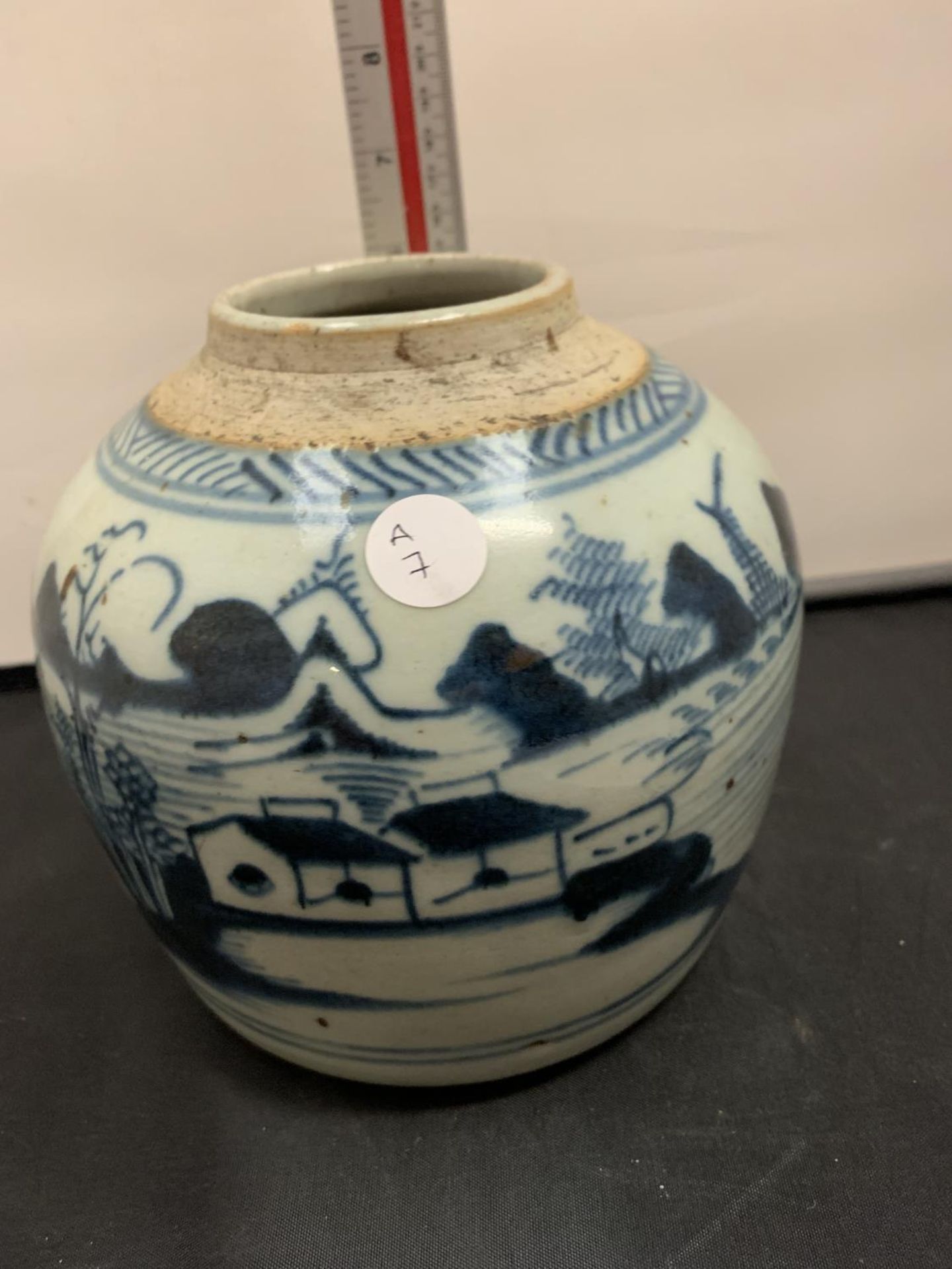 A LARGE 19TH CENTURY CHINESE PORCELAIN JAR WITH FISHING SCENES 15CM