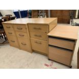 THREE OFFICE CHESTS AND A FILING CABINET