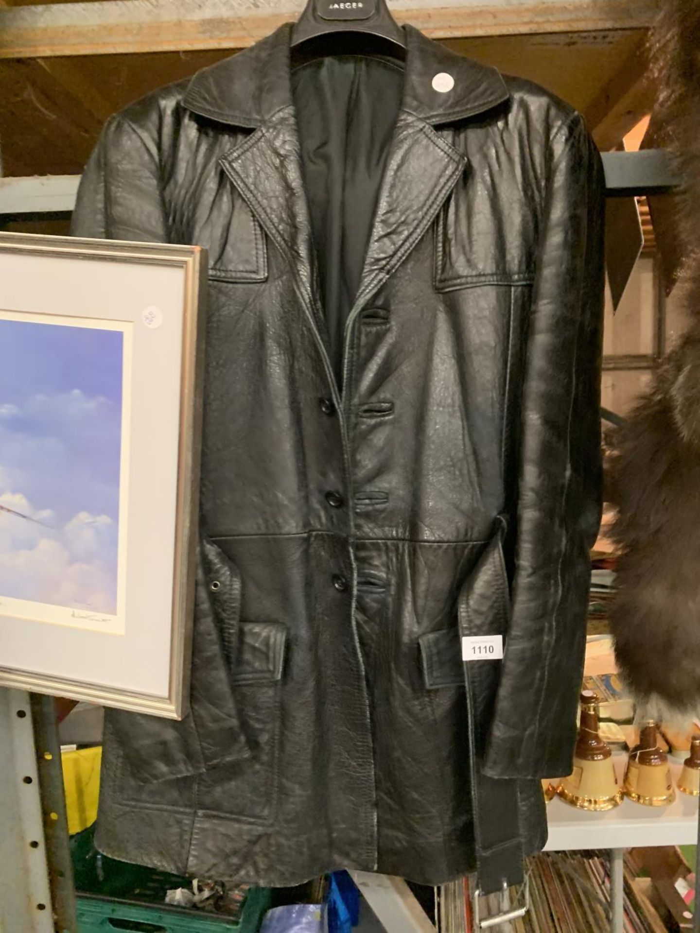 A LEATHER COAT WITH BELT - Image 2 of 2