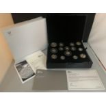 A ROYAL MINT 2014 UNITED KINGDOM FOURTEEN COIN SILVER PROOF SET WITH PRESENTATION BOX AND