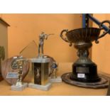 SEVEN ASSORTED SHOOTING TROPHIES TO INCLUDE A EUROPEAN DATED 2000 FIRST PRIZE TO INCLUDE TWO