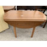 A MODERN TEAK DROP-LEAF TABLE