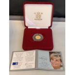 A 2007 ALDERNEY £1 GOLD PROOF COIN LEGACY TO PRINCESS DIANA