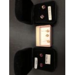 TWO PAIRS OF 9CT GOLD EARRINGS AND ONE PAIR OF 18CT GOLD EARRINGS
