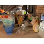 A SELECTION OF CERAMIC VASES AND JUGS TO INCLUDE A SAILING SHIP IN A GLASS BOTTLE