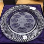 AN EDINBURGH CRYSTAL PLATE DEPICTING BRITISH OPEN CHAMPIONSHIP GOLF COURSES