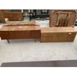 A TEAK VINTAGE DRESSING TABLE AND UNIT BASE