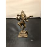 A HEAVY BRASS GANESH GOD OF WAR ELEPHANT FIGURE 16CM