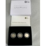 THE WINDSOR SILVER SIXPENCE SET COMPRISING OF THREE SILVER SIXPENCES 1935, 1942 AND 2016 IN