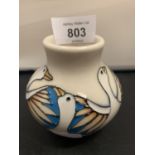 A MOORCROFT SIX GEESE LAYING 3 INCH VASE