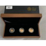 A 2010 GOLD PROOF THREE COIN SET SOVEREIGN, HALF SOVEREIGN AND QUARTER SOVEREIGN IN WOODEN