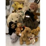 VARIOUS SOFT TOYS TO INCLUDE A MONKEY, ANDREX DOG, POODLE ETC