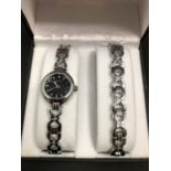 A SEKONDA LADIES WRIST WATCH AND A MATCHING BRACELET, BRAND NEW IN BOX