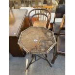 A BAMBOO TABLE, BENTWOOD CHAIR AND AN ERCOL STYLE CHAIR