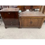 A MAHOGANY RECORD CABINET AND BLANKET CHEST