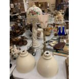 A SELECTION OF LAMPS TO INCLUDE TWO METAL RETRO CREAM SHADES