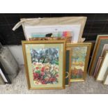 TEN VARIOUS PICTURES AND PRINTS - INCLUDING ORIGINAL MIXED MEDIA BY PATTI HARRILD AND PHILIP DOBSON