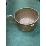 AN EXTRA LARGE BRASS CUP WITH HANDLE