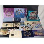 SEVEN VARIOUS DECIMAL COINS COLLECTIONS IN PRESENTATION WALLETS AND BOXES