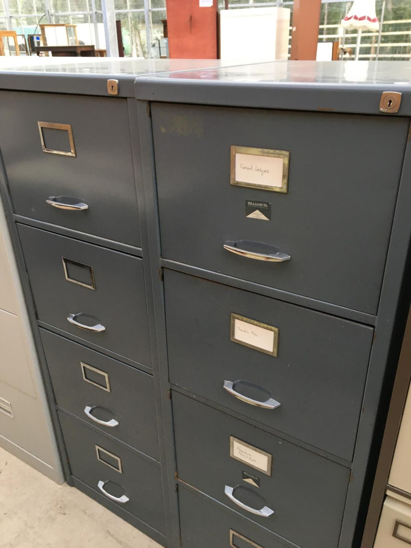 TWO FOUR DRAWER GREY METAL FILING CABINETS - Image 2 of 2