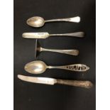 FIVE ASSORTED SILVER ITEMS OF CUTLERY