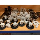 AN EXTENSIVE J AND G MEAKIN RETRO DINNER SERVICE TO INCLUDE AN EARTHENWARE COFFEE SET WITH COFFEE