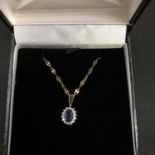 A SAPPHIRE PENDANT ON A 9CT GOLD NECKLACE 1.5 GRAMS
