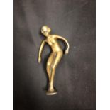 A 1930'S ART DECO BRASS NUDE LADY CAR MASCOT