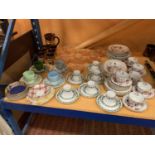 A LARGE QUANTITY OF CHINA AND A ROSE GLASS TEA SET TO INCLUDE A BOOTHS 'FRIESIAN' DINNER SET