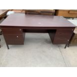 A MODERN TWIN PEDESTAL DESK