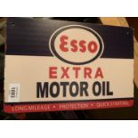 A METAL VINTAGE STYLE AN ESSO EXTRA MOTOR OIL SIGN 20CM X 30CM