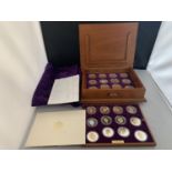 A SET OF 24 SILVER PROOF ONE OUNCE COINS - THE QUEEN'S GOLDEN JUBILEE. IN WOODEN PRESENTATION BOX