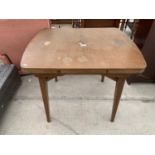 A WALNUT VENEERED DRAW LEAF TABLE